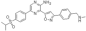 structure of CAS# 1232416-25-9, 3-[3-[4-[(甲基氨基)甲基]苯基]-5-异恶唑基]-5-[4-[异丙磺酰基]苯基]-2-吡嗪胺