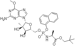 CAS # 1234490-83-5, N-(2'-C-Methyl-6-O-methyl-P-1-naphthalenyl-5'-guanylyl)-L-alanine 2,2-dimethylpropyl ester, INX 08189