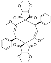 CAS # 1235126-46-1, Linderaspirone A, (8R,16R)-rel-2,3,6,11,12,14-Hexamethoxy-8,16-diphenyldispiro[4.3.4.3]hexadeca-2,6,11,14-tetraene-1,4,10,13-tetrone