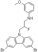 structure of CAS# 1235481-90-9, 3,6-二溴-beta-氟-N-(3-甲氧基苯基)-9H-咔唑-9-丙胺