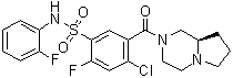 structure of CAS# 1235560-28-7, 4-Chloro-2-fluoro-N-(2-fluorophenyl)-5-[[(8aR)-hexahydropyrrolo[1,2-a]pyrazin-2(1H)-yl]carbonyl]benzenesulfonamide