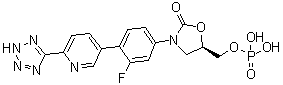 CAS # 1239662-47-5, (5R)-3-[3-Fluoro-4-[6-(2H-tetrazol-5-yl)-3-pyridinyl]phenyl]-5-[(phosphonooxy)methyl]-2-oxazolidinone