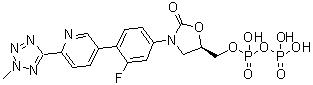CAS # 1239662-48-6, Diphosphoric acid P-[(5R)-3-[3-fluoro-4-[6-(2-methyl-2H-tetrazol-5-yl)-3-pyridinyl]phenyl]-2-oxo-5-oxazolidinyl]methyl ester