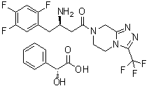 CAS # 1240038-86-1, (alphaR)-alpha-Hydroxybenzeneacetic acid compd. with (3R)-3-amino-1-[5,6-dihydro-3-(trifluoromethyl)-1,2,4-triazolo[4,3-a]pyrazin-7(8H)-yl]-4-(2,4,5-trifluorophenyl)-1-butanone (1:1)