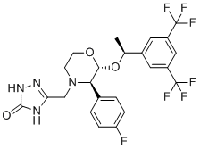 structure of CAS# 1242175-34-3, 5-(((2R,3R)-2-((S)-1-(3,5-Bis(trifluoromethyl)phenyl)ethoxy)-3-(4-fluorophenyl)morpholino)methyl)-1H-1,2,4-triazol-3(2H)-one