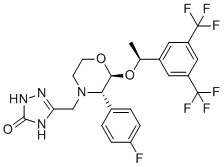 structure of CAS# 1242175-40-1, 5-(((2S,3S)-2-((S)-1-(3,5-Bis(trifluoromethyl)phenyl)ethoxy)-3-(4-fluorophenyl)morpholino)methyl)-1H-1,2,4-triazol-3(2H)-one