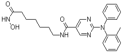 CAS 登录号：1245649-84-6, N-[7-(羟基氨基)-7-氧代庚基]-2-[(2-甲基苯基)苯基氨基]-5-嘧啶甲酰胺