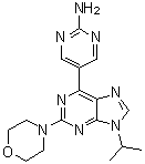 structure of CAS# 1246535-95-4, 5-[9-异丙基-2-(4-吗啉基)-9H-嘌呤-6-基]-2-嘧啶胺