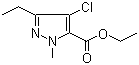 CAS # 124800-34-6, Ethyl 1-methyl-3-ethyl-4-chloro-5-pyrazolecarboxylate, 4-Chloro-3-ethyl-1-methyl-1H-pyrazole-5-carboxylic acid ethyl ester
