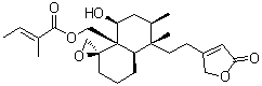 CAS # 124961-67-7, Ajugacumbin B, Ajugamarin L2, (2E)-2-Methyl-2-butenoic acid [(1R,4aR,5S,6R,8S,8aR)-5-[2-(2,5-dihydro-5-oxo-3-furanyl)ethyl]octahydro-8-hydroxy-5,6-dimethylspiro[naphthalene-1(8aH),2'-oxiran]-8a-yl]methyl ester