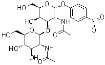 structure of CAS# 125455-64-3, 4-Nitrophenyl 2-(acetylamino)-3-O-[2-(acetylamino)-2-deoxy-beta-D-glucopyranosyl]-2-deoxy-alpha-D-galactopyranoside