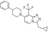 structure of CAS# 1254977-87-1, 3-(Cyclopropylmethyl)-7-(4-phenyl-1-piperidinyl)-8-(trifluoromethyl)-1,2,4-triazolo[4,3-a]pyridine