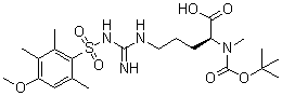 structure of CAS# 125602-26-8, N2-[叔丁氧羰基]-N5-[亚氨基[[(4-甲氧基-2,3,6-三甲基苯基)磺酰基]氨基]甲基]-N2-甲基-L-鸟氨酸
