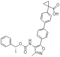 structure of CAS# 1257213-50-5, 1-[4'-[3-甲基-4-[[[((R)-1-苯基乙基)氧基]羰基]氨基]异恶唑-5-基]联苯-4-基]环丙烷羧酸