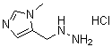 CAS # 1263283-74-4, 5-(Hydrazinylmethyl)-1-methyl-1H-imidazole hydrochloride (1:1)