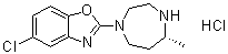 structure of CAS# 1266664-66-7, 5-Chloro-2-((R)-5-methyl-[1,4]diazepan-1-yl)benzooxazole hydrochloride