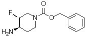 structure of CAS# 1268520-05-3, (3R,4R)-rel-4-Amino-3-fluoro-1-piperidinecarboxylic acid phenylmethyl ester