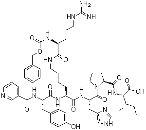 CAS # 127060-75-7, N-(3-Pyridinylcarbonyl)-L-tyrosyl-N6-[N2-[(phenylmethoxy)carbonyl]-L-arginyl]-L-lysyl-L-histidyl-L-prolyl-L-isoleucine, CGP 42112, CGP 42112A