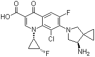 structure of CAS# 127199-06-8, 7-[(7R)-7-氨基-5-氮杂螺[2.4]庚烷-5-基]-8-氯-6-氟-1-[(1S,2R)-2-氟环丙基]-1,4-二氢-4-氧代-3-喹啉甲酸