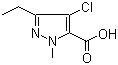 structure of CAS# 127892-62-0, 4-氯-3-乙基-1-甲基吡唑-5-甲酸