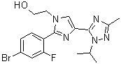 structure of CAS# 1282516-77-1, 2-(4-溴-2-氟苯基)-4-[3-甲基-1-(1-甲基乙基)-1H-1,2,4-三唑-5-基]-1H-咪唑-1-乙醇