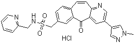 CAS # 1283000-43-0, 3-(1-Methyl-1H-pyrazol-4-yl)-5-oxo-N-(2-pyridinylmethyl)-5H-benzo[4,5]cyclohepta[1,2-b]pyridine-7-methanesulfonamide hydrochloride (1:1), MK-8033 hydrochloride