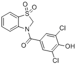 CAS # 1285572-51-1, Dotinurad, (3,5-dichloro-4-hydroxyphenyl)-(1,1-dioxo-2H-1,3-benzothiazol-3-yl)methanone