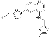 structure of CAS# 1285702-20-6, 5-[4-[[(5-Methyl-2-furanyl)methyl]amino]-6-quinazolinyl]-2-furanmethanol