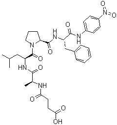 CAS 登录号：128802-78-8, N-(3-羧基-1-氧代丙基)-L-丙氨酰-L-亮氨酰-L-脯氨酰-N-(4-硝基苯基)-L-苯丙氨酰胺