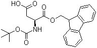 structure of CAS# 129046-87-3, N-Boc-L-Aspartic acid 1-(9H-fluoren-9-ylmethyl) ester