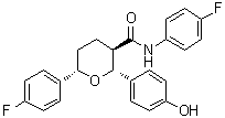 structure of CAS# 1296129-15-1, (2R,3R,6S)-N,6-Bis(4-fluorophenyl)tetrahydro-2-(4-hydroxyphenyl)-2H-pyran-3-carboxamide