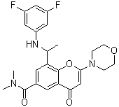 CAS # 1296270-45-5, 8-[1-[(3,5-Difluorophenyl)amino]ethyl]-N,N-dimethyl-2-(4-morpholinyl)-4-oxo-4H-1-benzopyran-6-carboxamide