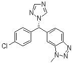 CAS # 129731-10-8, Vorozole, R 83842, Rivizor, (+)-Vorozole, (+)-6-[(4-Chlorophenyl)(1H-1,2,4-triazol-1-yl)methyl]-1-methyl-1H-benzotriazole, 6-[(S)-(4-Chlorophenyl)-1H-1,2,4-triazol-1-ylmethyl]-1-methyl-1H-benzotriazole