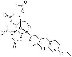 CAS 登录号：1298086-18-6, 5-C-[(乙酰氧基)甲基]-1,6-脱水-1-C-[4-氯-3-[(4-乙氧基苯基)甲基]苯基]-beta-L-吡喃艾杜糖 2,3,4-三乙酸酯