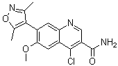structure of CAS# 1300031-57-5, 4-氯-7-(3,5-二甲基-4-异恶唑基)-6-甲氧基-3-喹啉甲酰胺