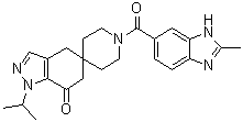 structure of CAS# 1301214-47-0, 1,4-二氢-1'-[(2-甲基-1H-苯并咪唑-6-基)羰基]-1-(1-甲基乙基)螺[5H-吲唑-5,4'-哌啶]-7(6H)-酮