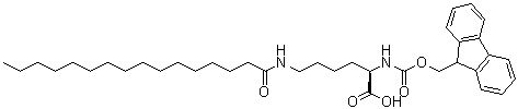 structure of CAS# 1301706-55-7, N2-[(9H-芴-9-基甲氧基)羰基]-N6-(1-氧代十六烷基)-D-赖氨酸