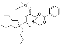 CAS 登录号：130912-41-3, 1,5-脱水-2-脱氧-3-O-[(叔丁基)二甲基硅烷基]-4,6-O-[(R)-苯基亚甲基]-1-C-(三丁基锡烷基)-D-阿拉伯己糖-1-烯醇
