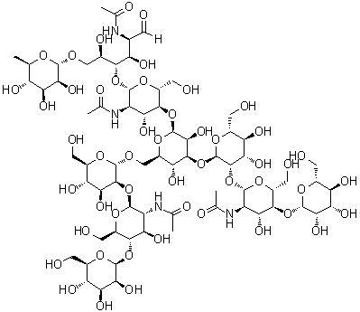 CAS # 1309851-94-2, O-beta-D-Mannopyranosyl-(1→4)-2-(acetylamino)-2-deoxy-beta-D-glucopyranosyl-(1→2)-O-alpha-D-mannopyranosyl-(1→6)-O-[beta-D-mannopyranosyl-(1→4)-2-(acetylamino)-2-deoxy-beta-D-glucopyranosyl-(1→2)-O-alpha-D-mannopyranosyl-(1→3)]-O-beta-D-mannopyranosyl-(1→4)-2-(acetylamino)-2-deoxy-beta-D-glucopyranosyl-(1→4)-O-[6-deoxy-alpha-D-mannopyranosyl-(1→6)]-2-(acetylamino)-2-deoxy-D-glucose, NA2F N-Glycan