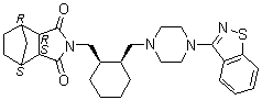 structure of CAS# 1318074-20-2, (3aR,4R,7S,7aS)-rel-2-[[(1R,2S)-2-[[4-(1,2-苯并异噻唑-3-基)-1-哌嗪基]甲基]环己基]甲基]六氢-4,7-甲桥-1H-异吲哚-1,3(2H)-二酮