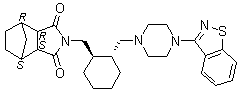 structure of CAS# 1318074-25-7, (3aR,4R,7S,7aS)-2-[[(1R,2R)-2-[[4-(1,2-Benzisothiazol-3-yl)-1-piperazinyl]methyl]cyclohexyl]methyl]hexahydro-4,7-methano-1H-isoindole-1,3(2H)-dione
