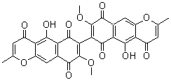 CAS # 13191-64-5, Aurofusarin, 5,5'-Dihydroxy-8,8'-dimethoxy-2,2'-dimethyl-[7,7'-bi-4H-naphtho[2,3-b]pyran]-4,4',6,6',9,9'-hexone, NSC 244432