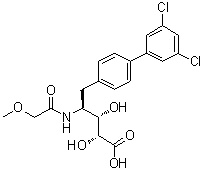 structure of CAS# 1319207-44-7, 4,5-Dideoxy-5-(3',5'-dichloro[1,1'-biphenyl]-4-yl)-4-[(2-methoxyacetyl)amino]-L-arabinonic acid
