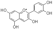 CAS # 13306-05-3, Cyanidin, 2-(3,4-Dihydroxyphenyl)-3,5,7-trihydroxy-1-benzopyrylium, 3,5,7,3',4'-Pentahydroxyflavylium