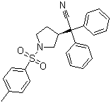 structure of CAS# 133099-09-9, (S)-3-(1-Cyano-1,1-diphenylmethyl)-1-tosylpyrrolidine