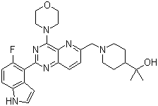 structure of CAS# 1332075-63-4, 2-[1-[[2-(5-氟-1H-吲哚-4-基)-4-(吗啉-4-基)吡啶并[3,2-d]嘧啶-6-基]甲基]哌啶-4-基]丙-2-醇
