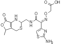 CAS # 1335475-19-8, 2-[[(Z)-[1-(2-Amino-4-thiazolyl)-2-oxo-2-[[(1,2,5,7-tetrahydro-5-methyl-7-oxo-4H-furo[3,4-d][1,3]thiazin-2-yl)methyl]amino]ethylidene]amino]oxy]acetic acid