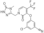 structure of CAS# 1338225-97-0, 3-氯-5-[[1-[(4,5-二氢-4-甲基-5-氧代-1H-1,2,4-三唑-3-基)甲基]-1,2-二氢-2-氧代-4-(三氟甲基)-3-吡啶基]氧基]苯甲腈
