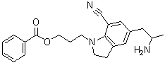 CAS 登录号：1338365-54-0, 5-(2-氨基丙基)-1-[3-(苯甲酰氧基)丙基]-2,3-二氢-1H-吲哚-7-甲腈