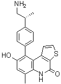 CAS # 1338540-63-8, (R)-9-[4-(1-Aminopropan-2-yl)phenyl]-8-hydroxy-6-methylthieno[2,3-c]quinolin-4(5H)-one